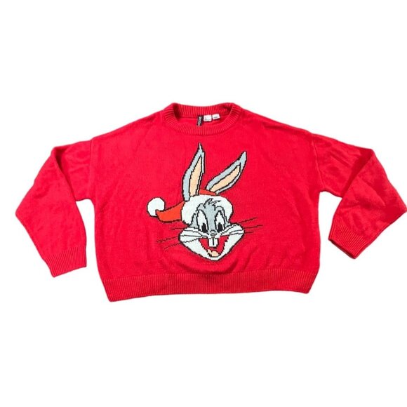 H&M Sweaters - Vintage H&M Bugs Bunny Red Sweater XS/S Warner Bros Cartoon Kid Core Christmas